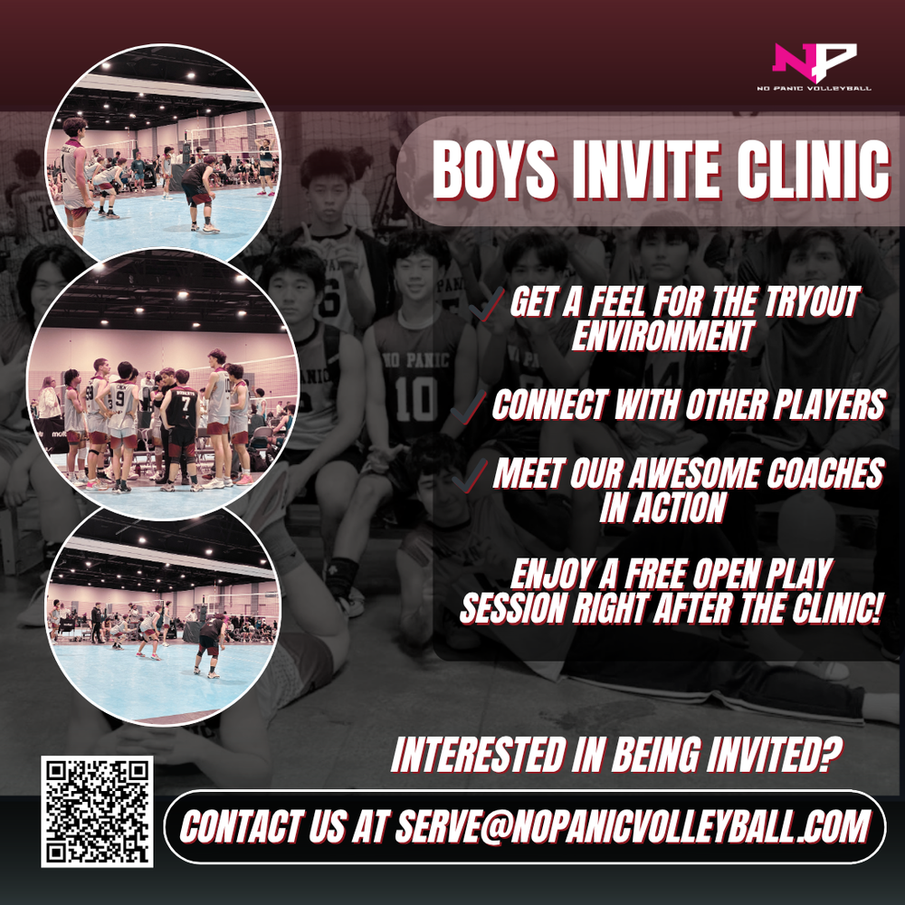 No Panic Volleyball | Boys Invite Clinics Ages 14-18