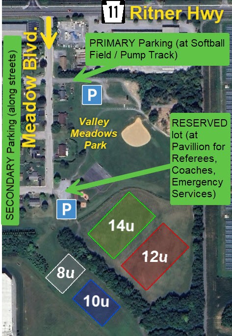 Map of fields and parking areas